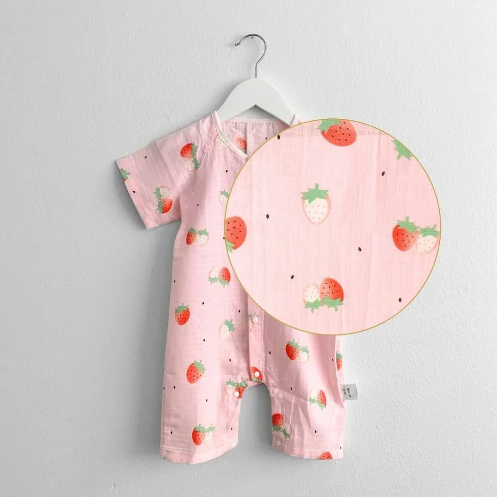 NWT Cute Baby Romper Shorts Sleep N' Play One-Piece Bodysuit Strawberries 18-24M